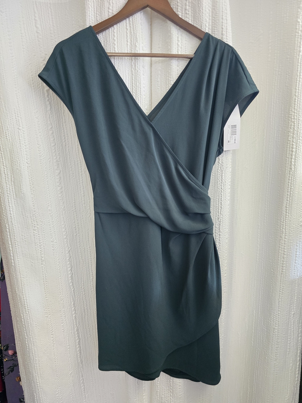 Womens Size 40 IkKS Sleeveless Wrap-Front Teal Dress